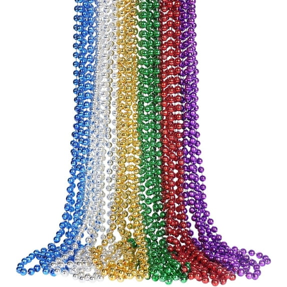 Toy Necklaces for Kids,Multicolor Bead Necklaces,Plastic Mardi Gras Beads Necklaces,Festival Parade Throw Accessories,Holiday Theme Dress Up Props,for Christmas Party Parade Throws 24PCS