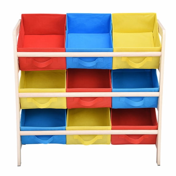Toy Organizer Kids Furniture Set Storage Unit with 9 Removable Non-Woven Fabric Bins