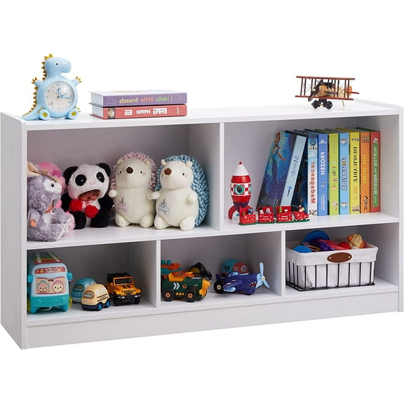 Toy Organizers and Storage, 5-Section Kids Bookshelf for Organizing Books Toys, School Classroom Wooden Storage Cabinet for Children's Room, Playroom, Nursery