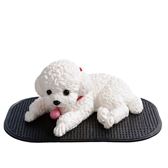 Toy Poodle Dog Stretchy Squeeze Toy with Squishy Squeeze Design, White Puppy with Pink Ball, for Car Dashboard and Office Desk Decoration