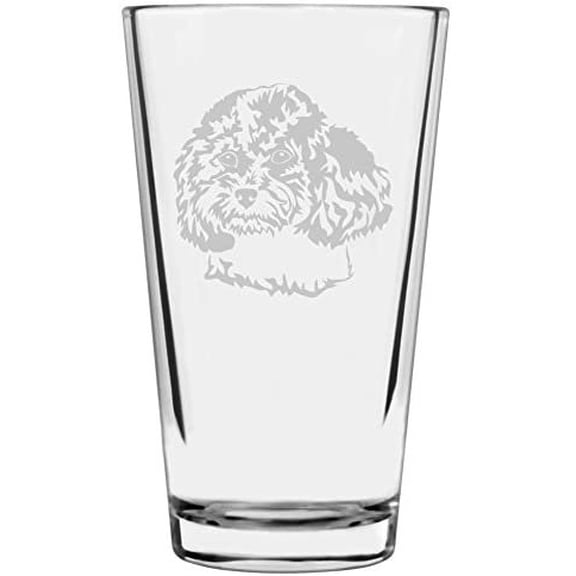 Toy Poodle Dog Themed Etched All Purpose 16oz Libbey Pint Glass