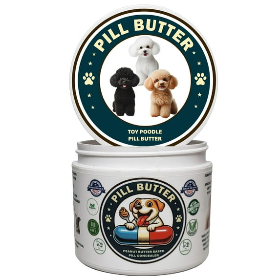 Pill Butter: Toy Poodle Dog Treats to Wrap Pills - Moldable Non-Sticky Paste of Human Grade Real Dog Peanut Butter (60 Servings)