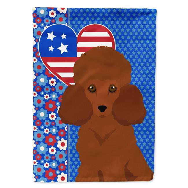 Toy Red Poodle USA American Flag Garden Size