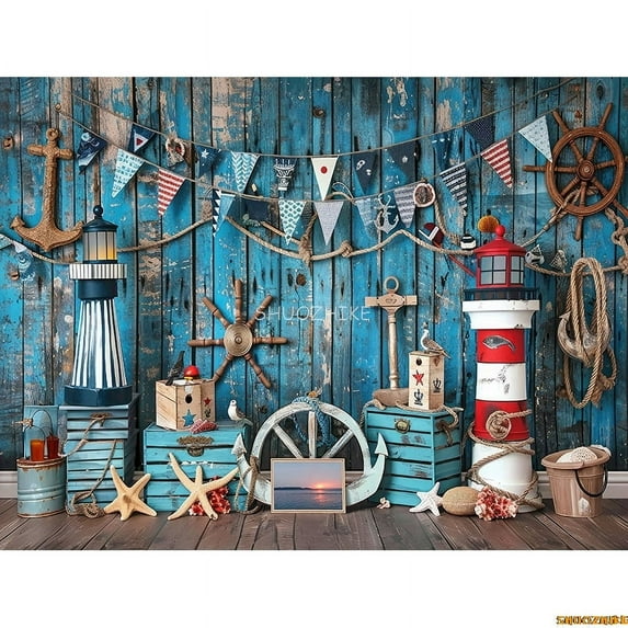 Toy Room Unicorn Balloons Door Photography Backdrops Lighthouse Cloud Moon Baby Birthday Party Photo Studio Background ET-02