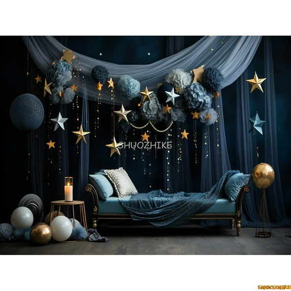 Toy Room Unicorn Balloons Door Photography Backdrops Lighthouse Cloud Moon Baby Birthday Party Photo Studio Background ET-02