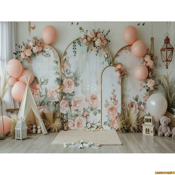 Toy Room Unicorn Balloons Door Photography Backdrops Lighthouse Cloud Moon Baby Birthday Party Photo Studio Background ET-04