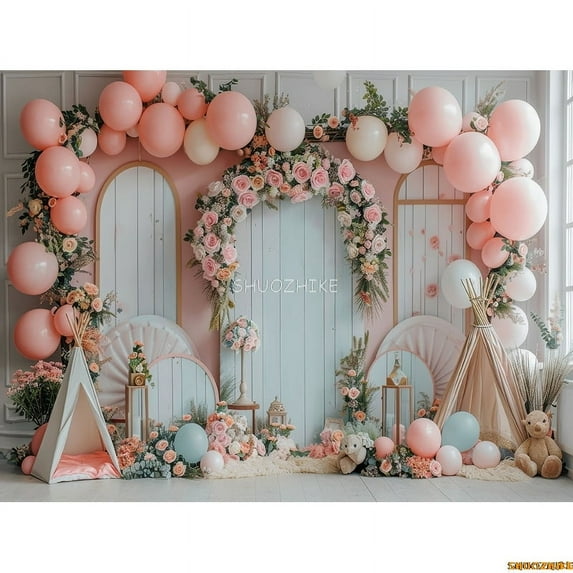 Toy Room Unicorn Balloons Door Photography Backdrops Lighthouse Cloud Moon Baby Birthday Party Photo Studio Background ET-04