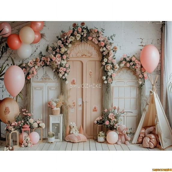 Toy Room Unicorn Balloons Door Photography Backdrops Lighthouse Cloud Moon Baby Birthday Party Photo Studio Background ET-04