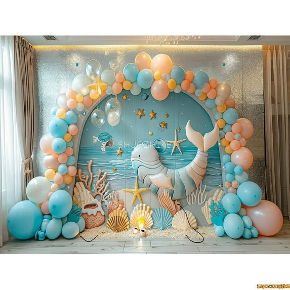 Toy Room Unicorn Balloons Door Photography Backdrops Lighthouse Cloud Moon Baby Birthday Party Photo Studio Background ET-06
