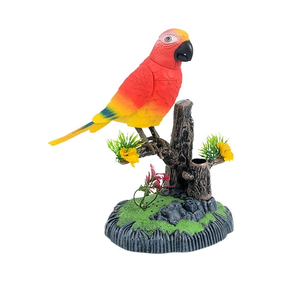 Toy Savings! Uhuya Electric Battery Operated Birds Toys Simulated Induction Sound Control Voice-Activated Talking Parrots Moving Pet Red