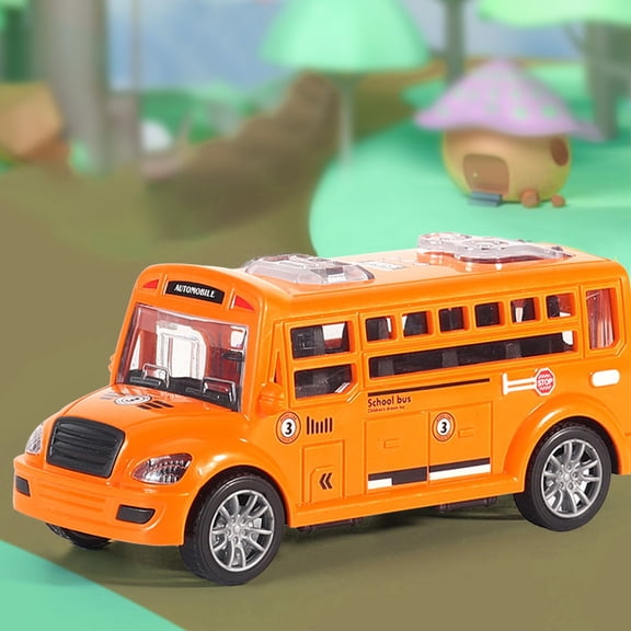Toy School Bus Model Push and Go Inertia Car for Kids, Cartoon Vehicle with Openable Doors, Durable Plastic Play Truck for Toddlers Age 3+, Birthday Christmas Gift for Boys Girls