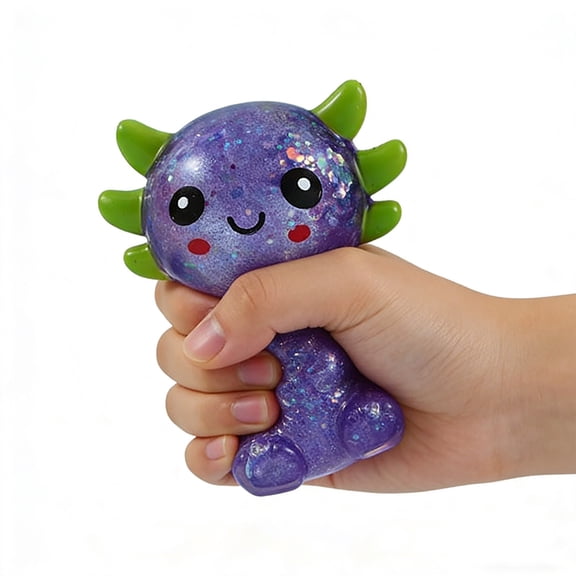 Toy Sequin Salamander Stress Relief Fidget Sensory Toy, Soft Slow Rising Squeeze Ball, Party Favor Desk Decor, Purple