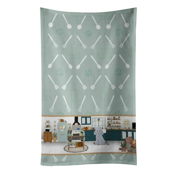 Toy Silver Poodle in the Kitchen Kitchen Towel