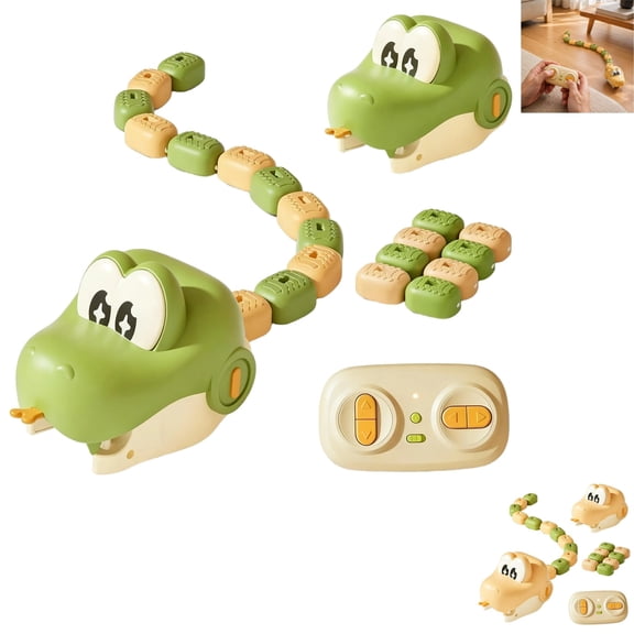 Toy Snake Remote Control Snake Magnetic Snake Game Toy Eating Itself Multiplayer Competitive Snake Games Detachable Magnetic Blocks Kids Party Game Toy,Green