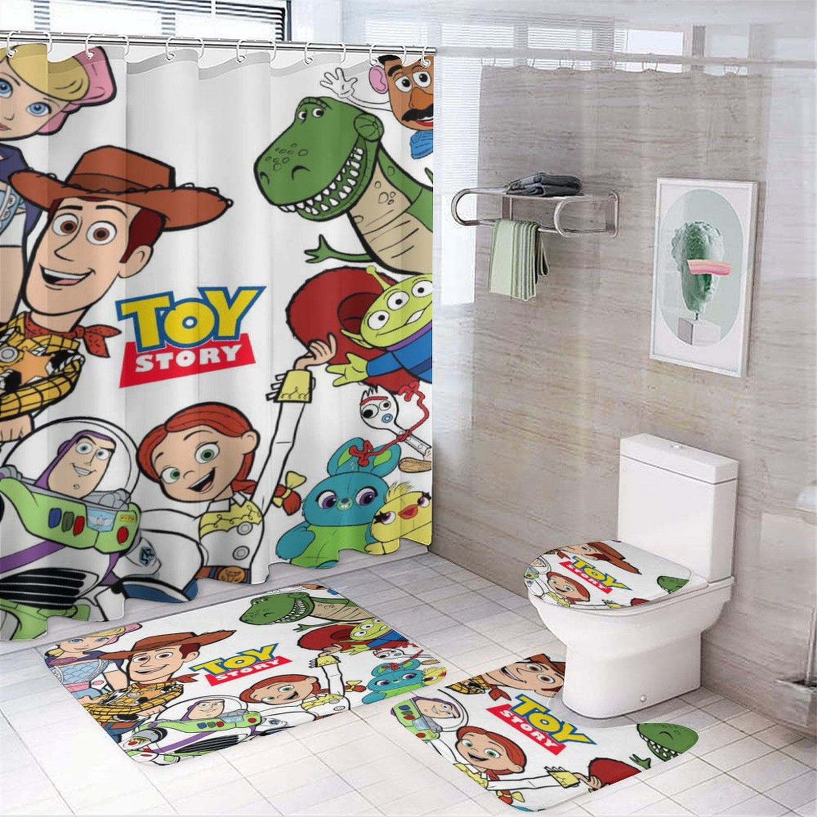 Toy Sto-ry Shower Curtain Sets Cartoon Anime for Boys Grils Gift Toy ...