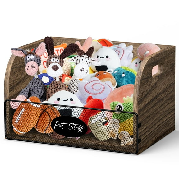 Toy Storage Bin with Metal Basket, Dog Toy Bin with Chalkboard and Marker, Toy Storage Container, Pet Toy Box for Living Room Area, Toys Box, Pet Toys for Dog, Cat