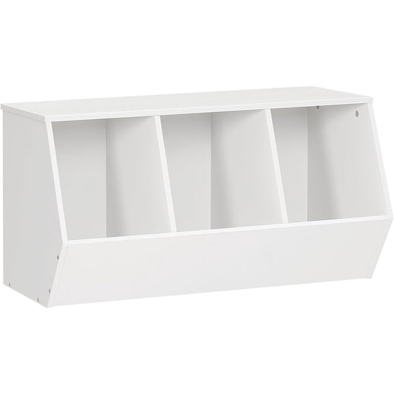 Toy Storage Cubby, Kids Bookshelf, Stackable 3-Bin Toy Storage Cabinet, Bookcase Footboard, Children's Toy Shelf, Hallway, White