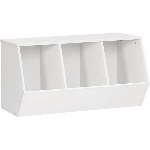 Toy Storage Cubby, Kids Bookshelf, Stackable 3-Bin Toy Storage Cabinet, Bookcase Footboard, Children's Toy Shelf, Hallway