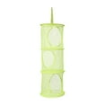 thumbnail image 1 of Toy Storage Hanging Mesh 3 Compartment Organizer Net Stuffed Animal Hammock Foldable Organizing Baskets Clothes Hanger Organizer Bag for Room Bathroom Closet Hanging Mesh Organizer Green 1PC 30"x11", 1 of 5