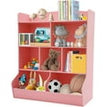 thumbnail image 1 of Toy Storage Organizer with Bookcase, 3 Tier  Bookshelf 42.3'' H Toy Storage Cabinet for Boys Girls Storage Display for Playroom Bedroom Nursery, 170lbs Load-Bearing Capacity (Light Pink), 1 of 18