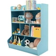 thumbnail image 1 of Toy Storage Organizer with Bookcase, 3 Tier  Bookshelf 42.3'' H Toy Storage Cabinet for Boys Girls Storage Display for Playroom Bedroom Nursery, 170lbs Load-Bearing Capacity (Light Blue), 1 of 18