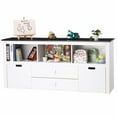 thumbnail image 1 of Toy Storage Organizer with Bookshelf Wooden Toy Organizer Bins with Movable Drawers & Blackboard Top  Kids Bookshelf for Bedroom Nursery Playroom White, 1 of 8