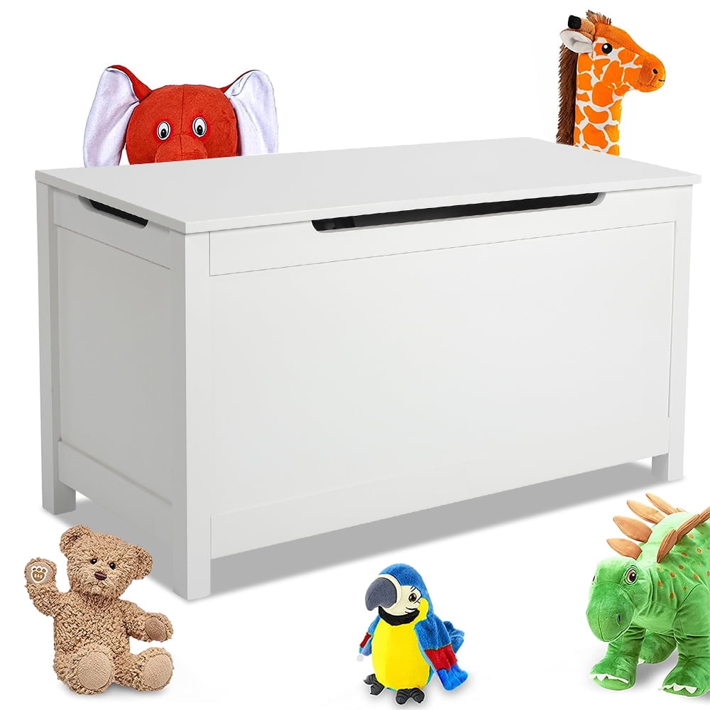 Toy Storage Organizer, Wood Kids Storage Bench, Girls Boys Kids Storage Bench for Entryway, Mudroom, Playroom, White, R538