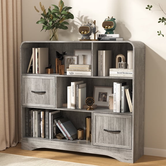 Toy Storage Organizer with 2 Storage Bins,Toy Storage Cabinet, Toy Chest Storage for Playroom, Grey
