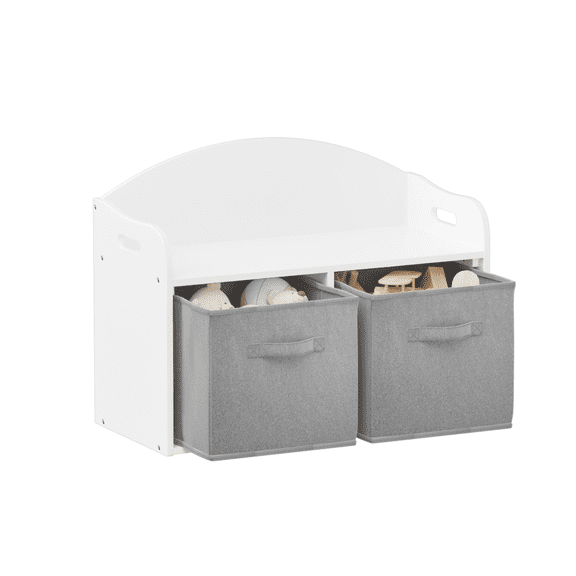 Toy Storage Organizer with Bench, Kids Reading Nook with 2 Collapsible Fabric Drawer for Playroom, Classroom, Nursery, Kindergarten