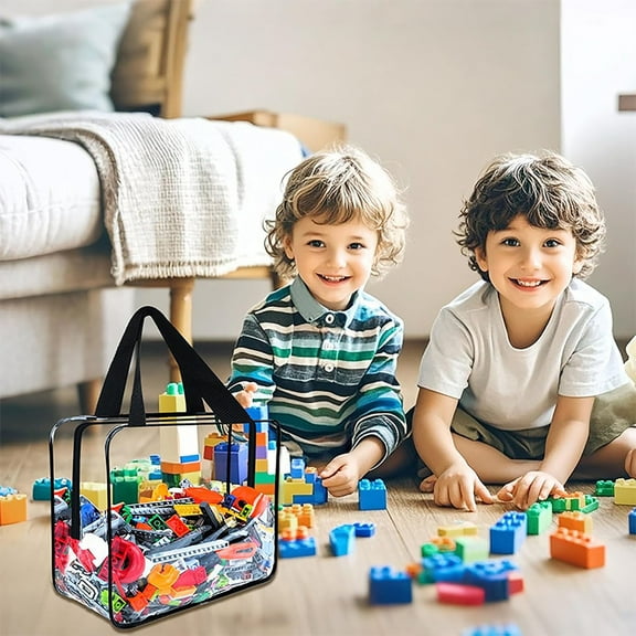 Toy Storage Pvc Bag, Reusable Transparent Organizer, Watertight Zipper Closure, Building Blocks Container, Home Organization Solution, Topliu