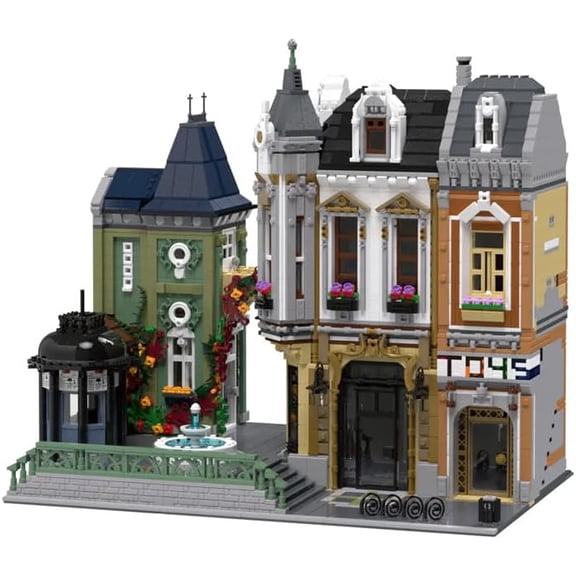 Toy Store Square Two-Story Building Blocks Set 5419 pcs Life City Modular Collection Kit, Includes Accessories, Sidewalk Features, Ages 18+ Model Collectors Enthusiasts
