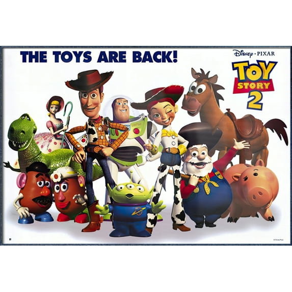 Toy Story 2 - Framed Pixar / Disney Movie Poster (The Gang - All Characters) (Woody & Buzz Lightyear...) (Size: 39" X 27") (Orbit Blue Aluminum Frame)