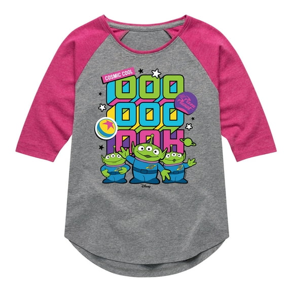 Toy Story 4 - Aliens Ooo Stacked - Toddler & Youth Girls Raglan Graphic T-Shirt