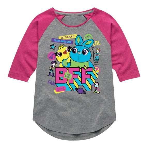 Toy Story 4 - Bff Ducky Bunny - Toddler & Youth Girls Raglan Graphic T-Shirt