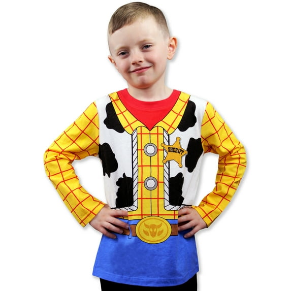 Toy Story 4 Boys Sheriff Woody Long Sleeve T-Shirt, Character Printed Tees for Kids