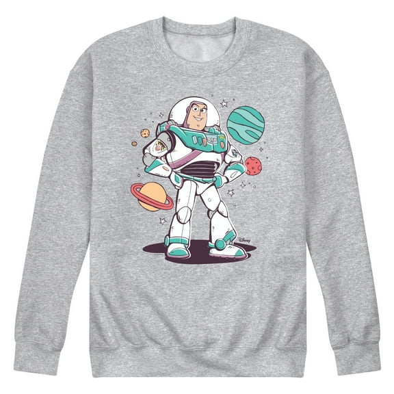 Toy Story 4 - Buzz And Planets Sketchy - Men's Crew Neck Fleece Pullover