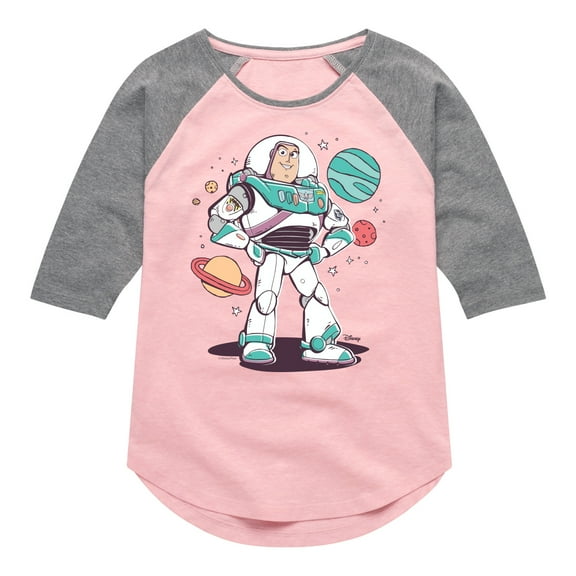 Toy Story 4 - Buzz And Planets Sketchy - Toddler & Youth Girls Raglan Graphic T-Shirt