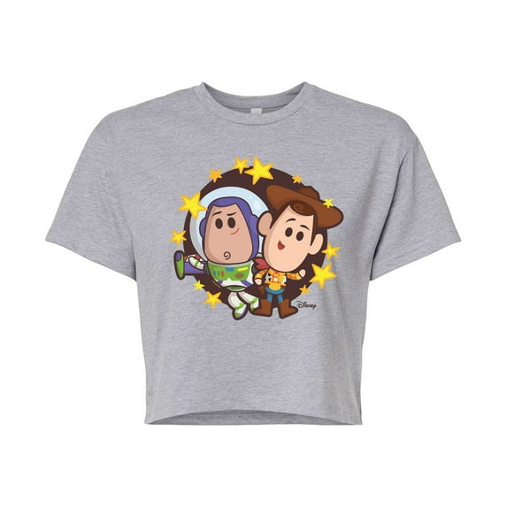 Toy Story 4 - Buzz And Woody - Juniors Cropped Cotton Blend T-Shirt