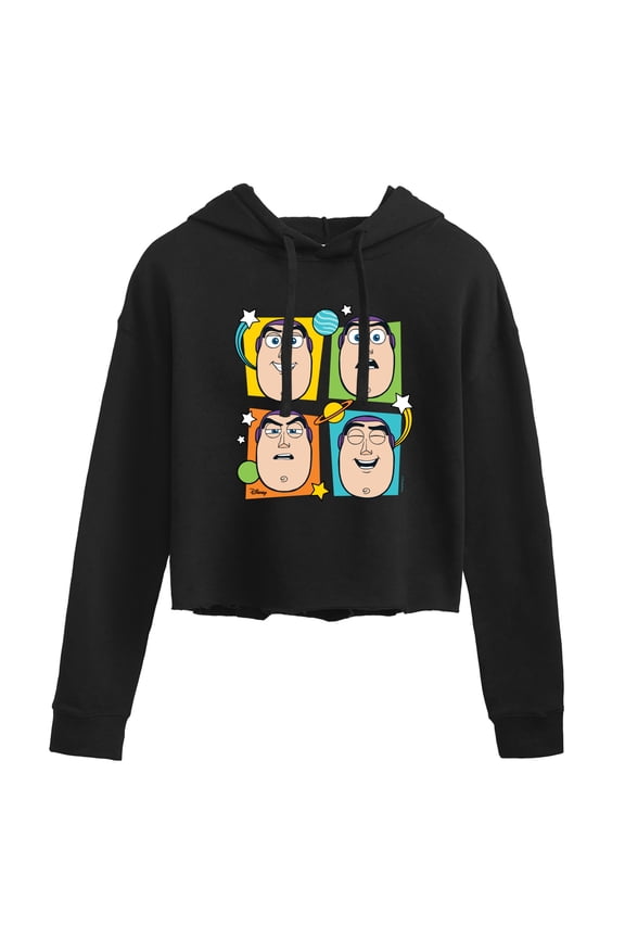 Toy Story 4 - Buzz Grid - Juniors Cropped Pullover Hoodie