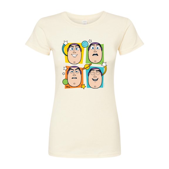 Toy Story 4 - Buzz Grid - Juniors Fitted Graphic T-Shirt