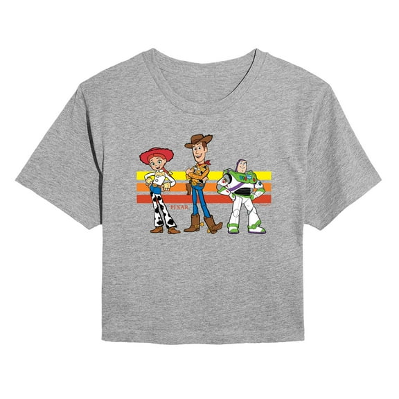 Toy Story 4 - Buzz, Woody, And Jessie - Juniors Cropped Short Sleeve Graphic T-Shirt