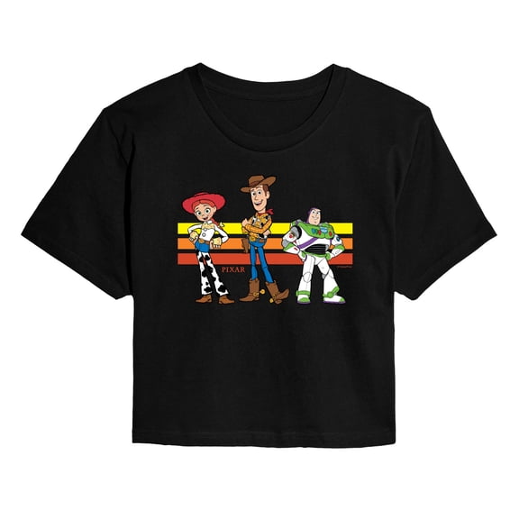 Toy Story 4 - Buzz, Woody, And Jessie - Juniors Cropped Short Sleeve Graphic T-Shirt