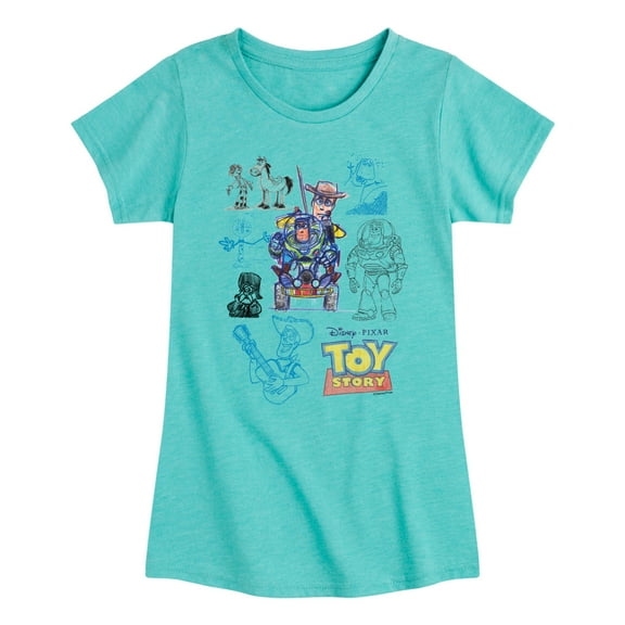 Toy Story 4 - Character Sketch - Toddler & Youth Girls Short Sleeve Graphic T-Shirt
