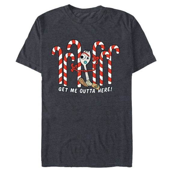 Toy Story 4 Forky Get Me Outta Here Candy Canes Holiday - Short Sleeve Blended T-Shirt for Adults - Customized-Navy Heather