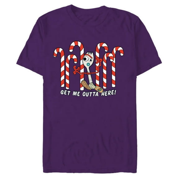 Toy Story 4 Forky Get Me Outta Here Candy Canes Holiday - Short Sleeve Blended T-Shirt for Adults - Customized-Purple