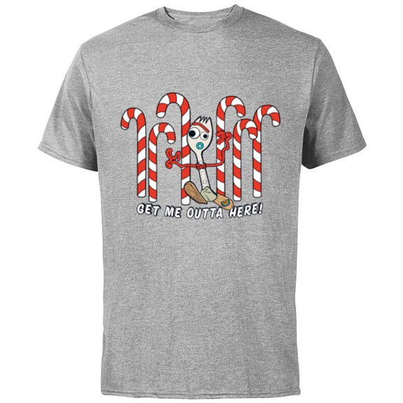 Toy Story 4 Forky Get Me Outta Here Candy Canes Holiday - Short Sleeve Cotton T-Shirt for Adults - Customized-Athletic Heather