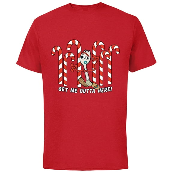 Toy Story 4 Forky Get Me Outta Here Candy Canes Holiday - Short Sleeve Cotton T-Shirt for Adults - Customized-Red