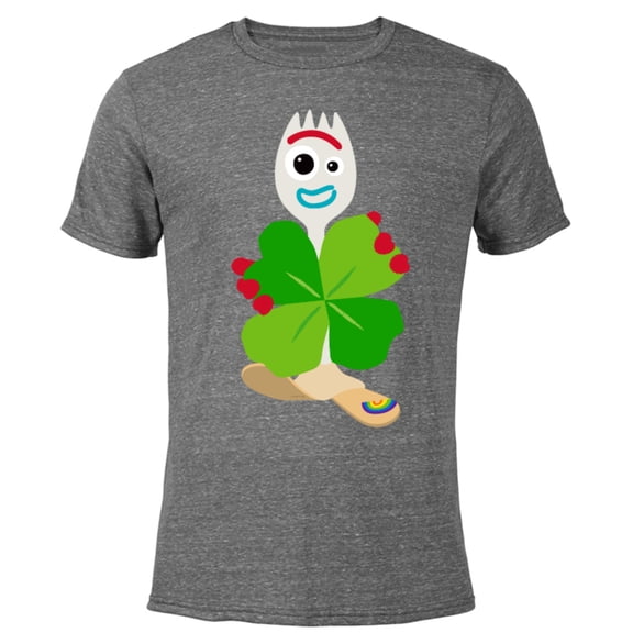 Toy Story 4 Forky Green Shamrock St. Patrick's Day - Short Sleeve Blended T-Shirt for Adults - Customized-Dark Heather