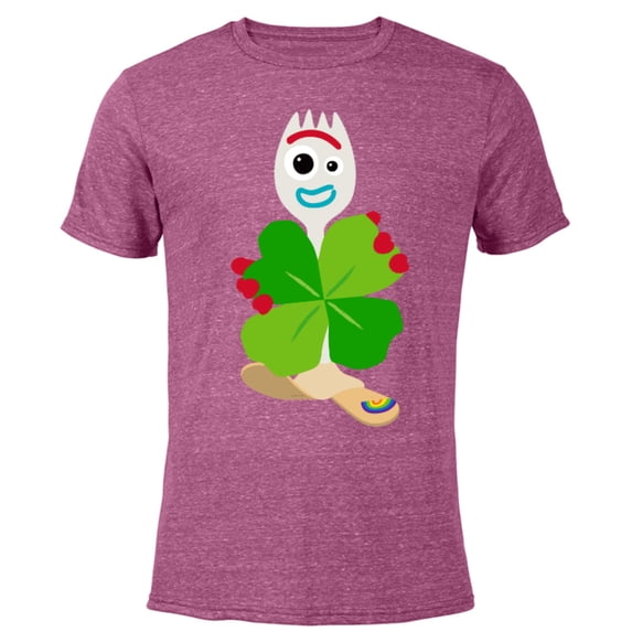 Toy Story 4 Forky Green Shamrock St. Patrick's Day - Short Sleeve Blended T-Shirt for Adults - Customized-Purple