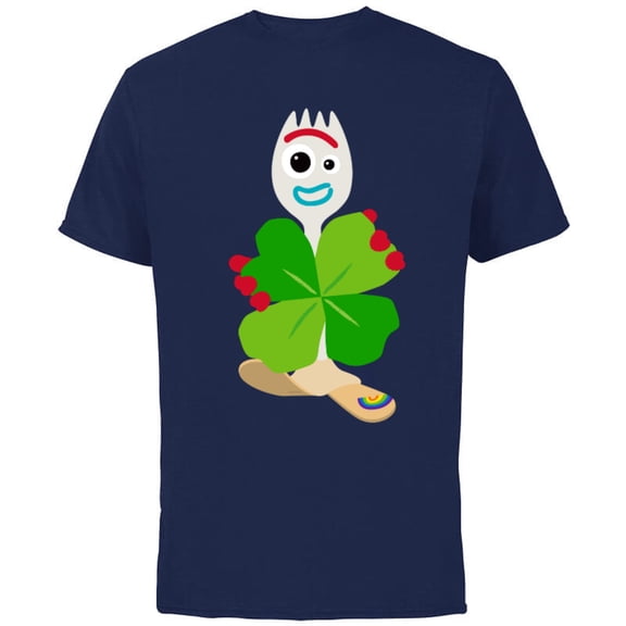 Toy Story 4 Forky Green Shamrock St. Patrick's Day - Short Sleeve Cotton T-Shirt for Adults - Customized-Navy